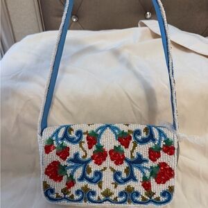 Beaded White Floral Crossbody Bag - Unbranded